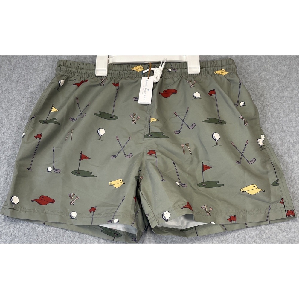 Blue Rooster by Pink Chicken Swim Trunks Shorts Lined Golf Themed 4.5"